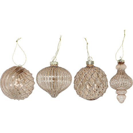 Julefryd Juleglaskugle 80 mm struktur guld/klar - flere varianter - assorteret 1 stk.
