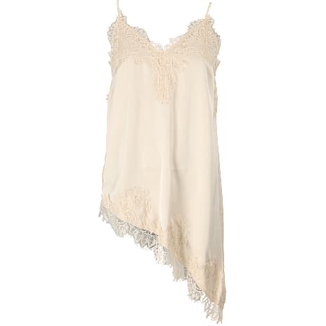 VRS Dame Asymmetrisk Stroptop Med Blondekanter Str. M Beige