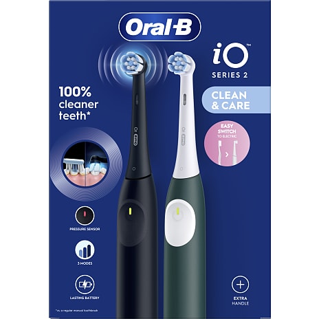 Oral-B iO2 Duo elektriske tandbørster - Night Black og Forrest Green 1 stk.