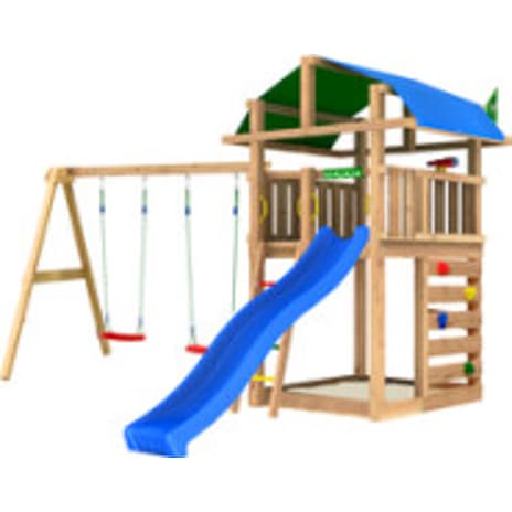 Jungle Gym Fort 2.1 legetårn inkl. Swing Module og blå rutsjebane 1 stk.