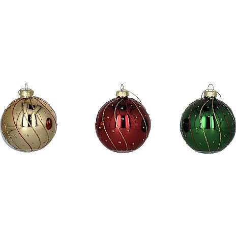 Julefryd Juleglaskugle 8 cm Prik/Strib Glitter Assorteret