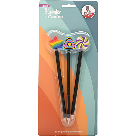Danpen Junior Blyant med Viskelæder Assorteret