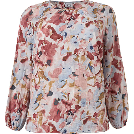 VRS Dame Blomstret Bluse Str. 46 Rosa