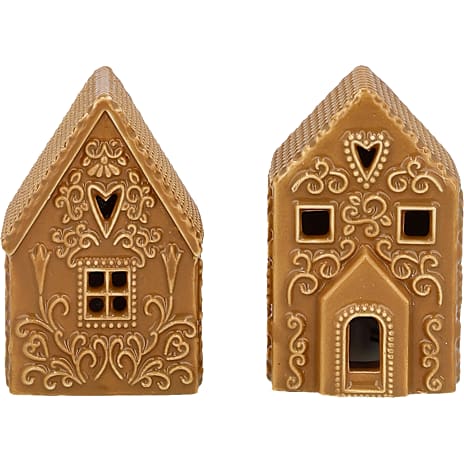 Julefryd Porcelæns Kagehus Med LED Lys Højde 8,5 cm Assorteret