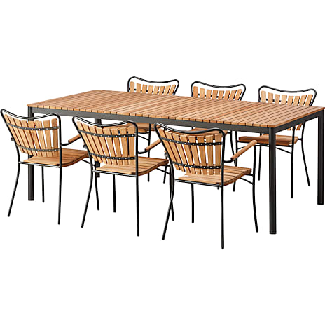 Mood Teak 208x100 cm Sæt Antracit Stel Med 6 Kerteminde Stole