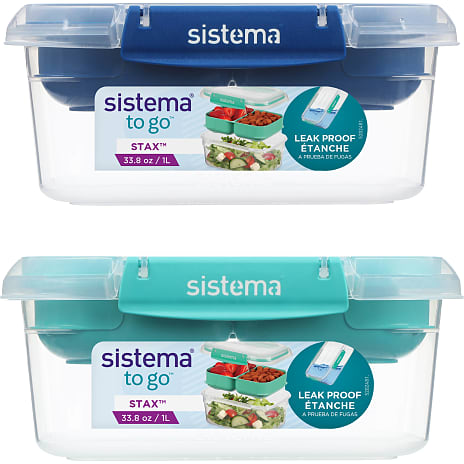 Sistema Stax To Go rektangulær madkasse (1 l) - flere varianter - assorteret 1 stk.