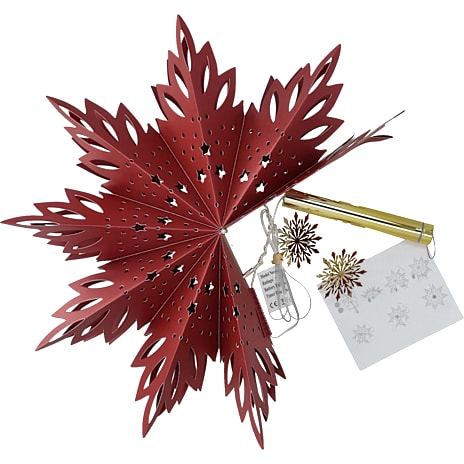 Julefryd LED-snefnug med metal, bordeaux