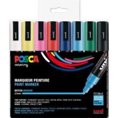 Uni-Ball Posca PC5M Tuscher 8-pak Standardfarver