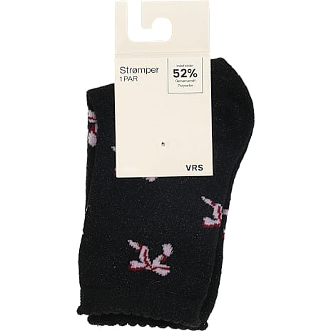VRS dame glimmer julestrømper med sløjfer str. Onesize - sort 1 stk.