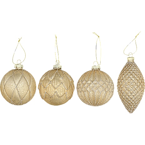Julefryd Juleglaskugle 80 mm antik guld - flere varianter - assorteret 1 stk.