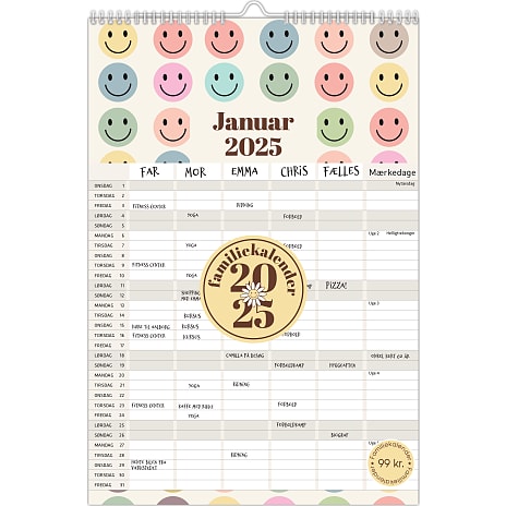 1Conzept Familiekalender 2025 Smileys