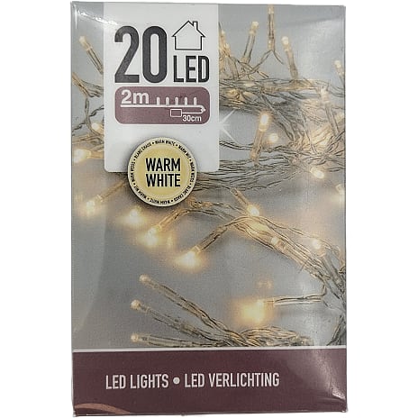 Windsor Batterilyskæde Transparent Ledning 20 LED Længde 2 m Varm Hvid