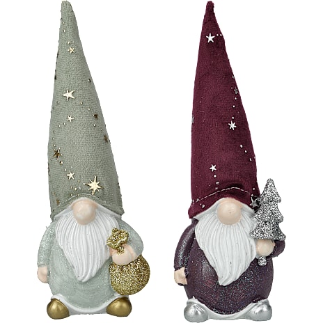 Julefigur Næsenisse Med Stofhue Højde 18 cm Assorteret