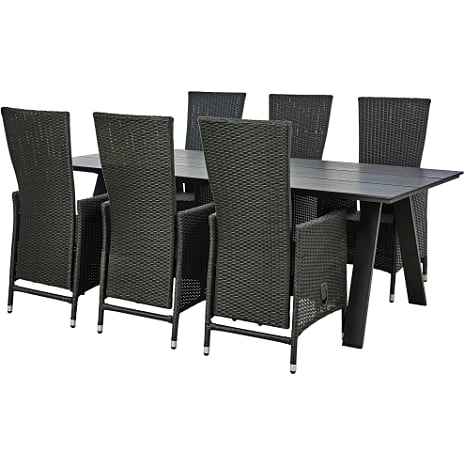 New York Havebord Med 6 Wells Havestole Sort