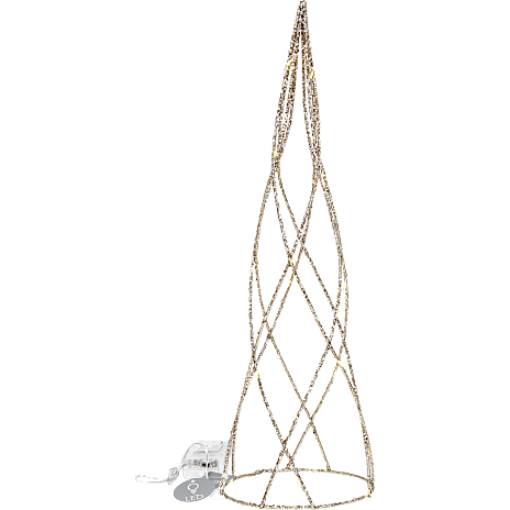 Julefryd Metal Juletræ Med 25 LED Lys Højde 40 cm Guldglitter