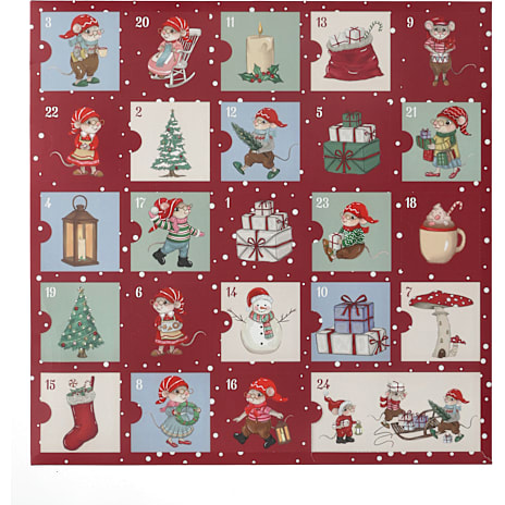 Julekalender gør-det-selv 40 x 40 cm - rød 1 stk.