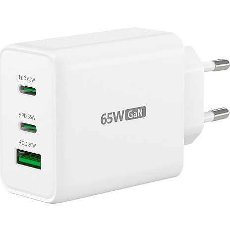J5 Create USB-C og USB-A GaN oplader 65W hvid