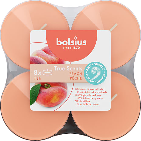 Bolsius maxi duftfyrfadslys, 8-pak - fersken duft 375 g