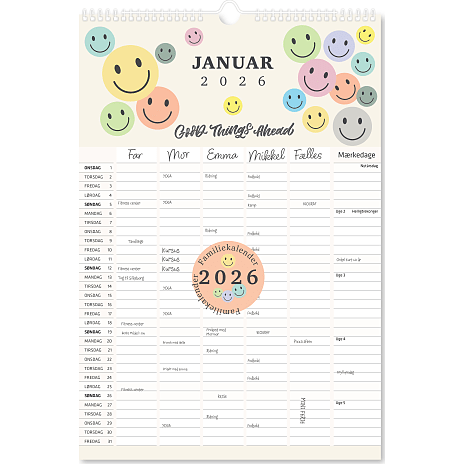 1Conzept Familiekalender 2026 Smileys