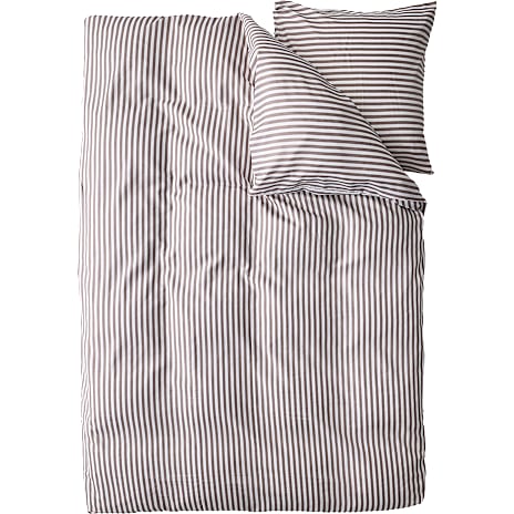 BASIS Sengetøj 140x200 cm Offwhite Og Brun Stribe