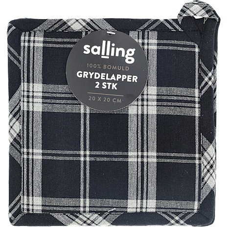 Salling 2-pak Grydelapper 20x20 cm Sort Og Grå Tern