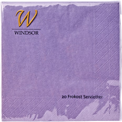 Windsor ensfarvede servietter 33x33 cm 20-pak - lys lilla 20 stk.