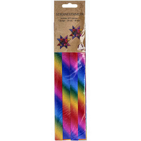 Stjernestrimler Glitter 15 mm 20-pak Multifarvet