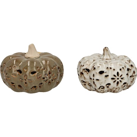 Efterårs græskar med LED-lys Ø: 10 cm - flere varianter - assorteret 1 stk.
