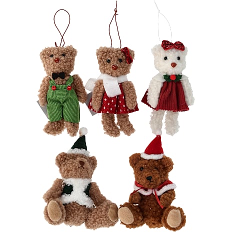 Julefryd plysbamse med tøj H 12-13 cm - flere varianter - assorteret 1 stk.