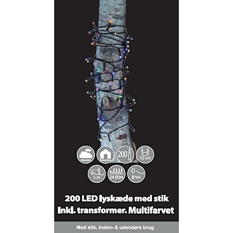 Lyskæde 200 LED multifarvet