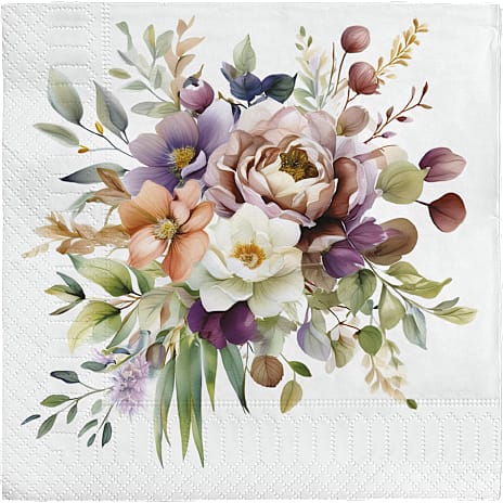 Mønstrede servietter 33x33 cm 20-pak - blomsterbuket 20 stk.