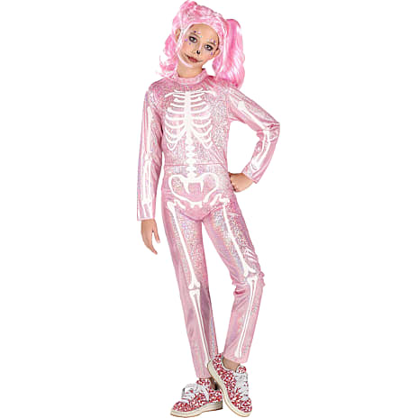 Halloween Glimmer Skeletkostume Pink str. 128