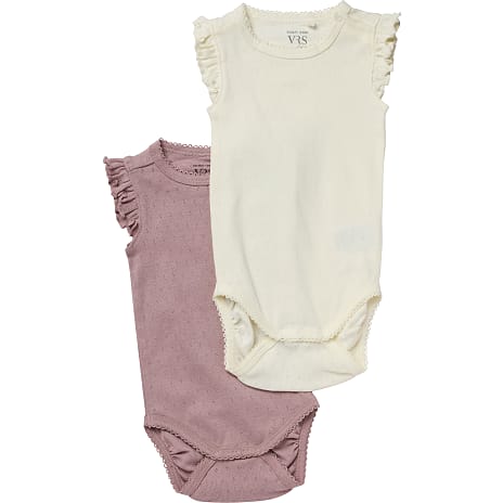 VRS Mini Basic Baby Body Str. 62 Beige/Rosa 2-pak