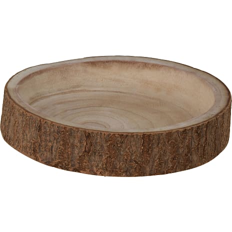 Træfad Med Bark Diameter 25 cm Natur