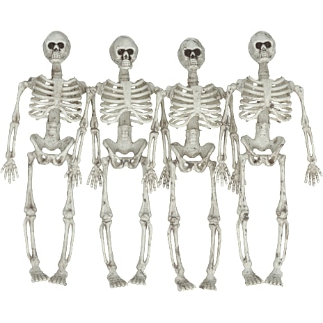 Halloween Små Skeletter 14 cm 4-pak Hvid