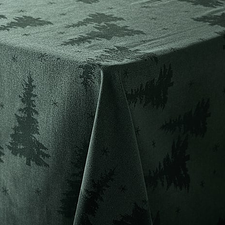 Salling Damaskdug Med Grantræer 140x320 cm Grøn