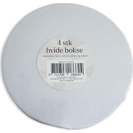 1conzept Hvid opbevaringsboks - 4 stk. rund 1 stk.