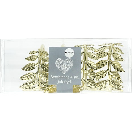Julefryd Metal Servietringe Med Blade 4-pak Guld