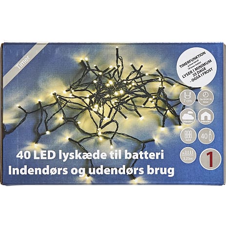 Andre Mærker Lyskæde med 40 LED - varm hvid 1 stk.