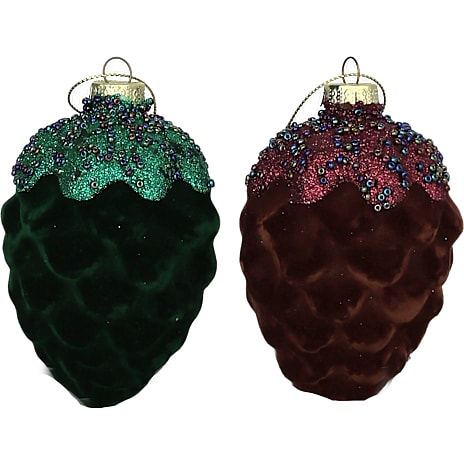 Julefryd juleglaskogle med perler, assorteret
