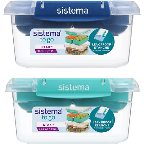 Sistema Stax To Go firkantet madkasse (1,15 l) - flere varianter - assorteret 1 stk.