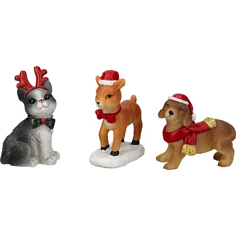 Julefryd Julefigur Hund, Kat Eller Dådyr Højde 7 cm Assorteret
