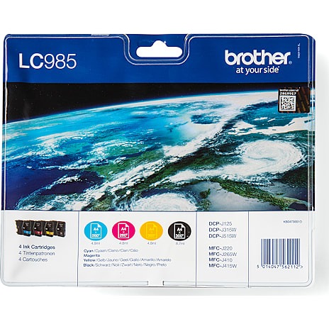 Brother LC985VALBP blækpatron - cyan/magenta/gul/sort 1 stk.
