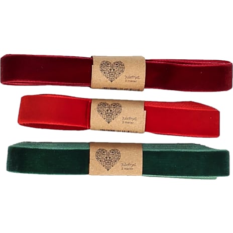 Julefryd Velourbånd 15 mm x 3 m Assorteret
