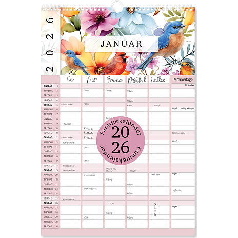 1Conzept Familiekalender 2026 Fugle