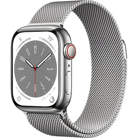 Apple Watch S8 41 mm Cell Stål Case og Silver Milanese Loop