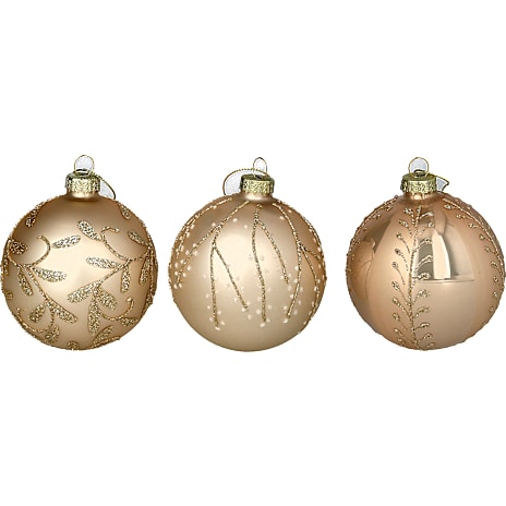 Julefryd juleglaskugle med guldglitter, assorteret