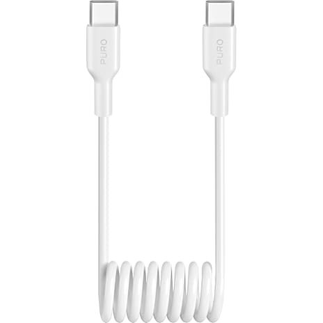 Puro USB-C til USB-C Spiralkabel 1 Meter Hvid