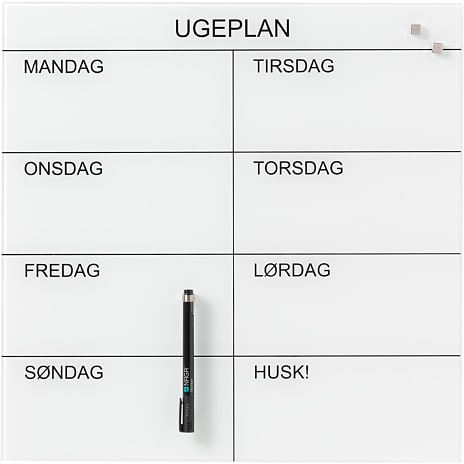 NAGA Ugetavle i Glas Magnetisk 45x45 cm - Hvid 1 stk.