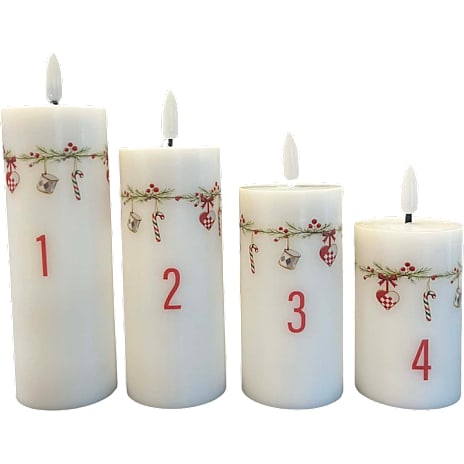 Windsor LED Adventslys Med Julemotiv Ø 5 cm 4-pak Hvid